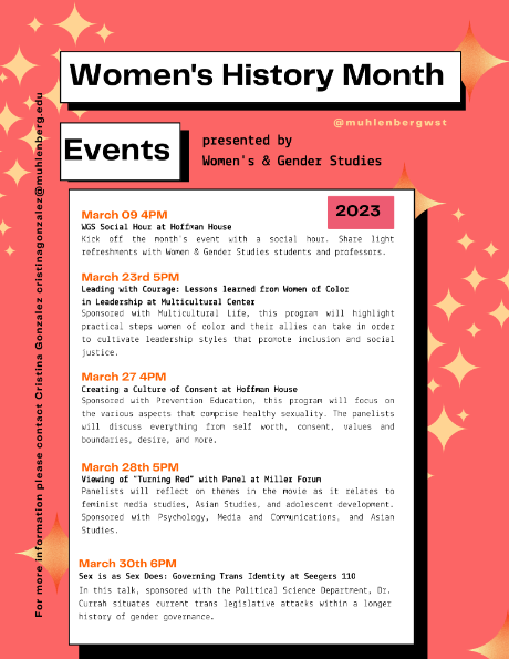 Women's History Calendar Events Flyer for Women's History Month 2023